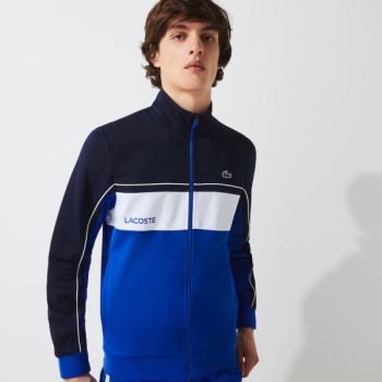 Lacoste Lacoste SPORT Resistant Colourblock Piqué Zip Sweatshirt Pánské - Mikiny Tmavě Blankyt Blank